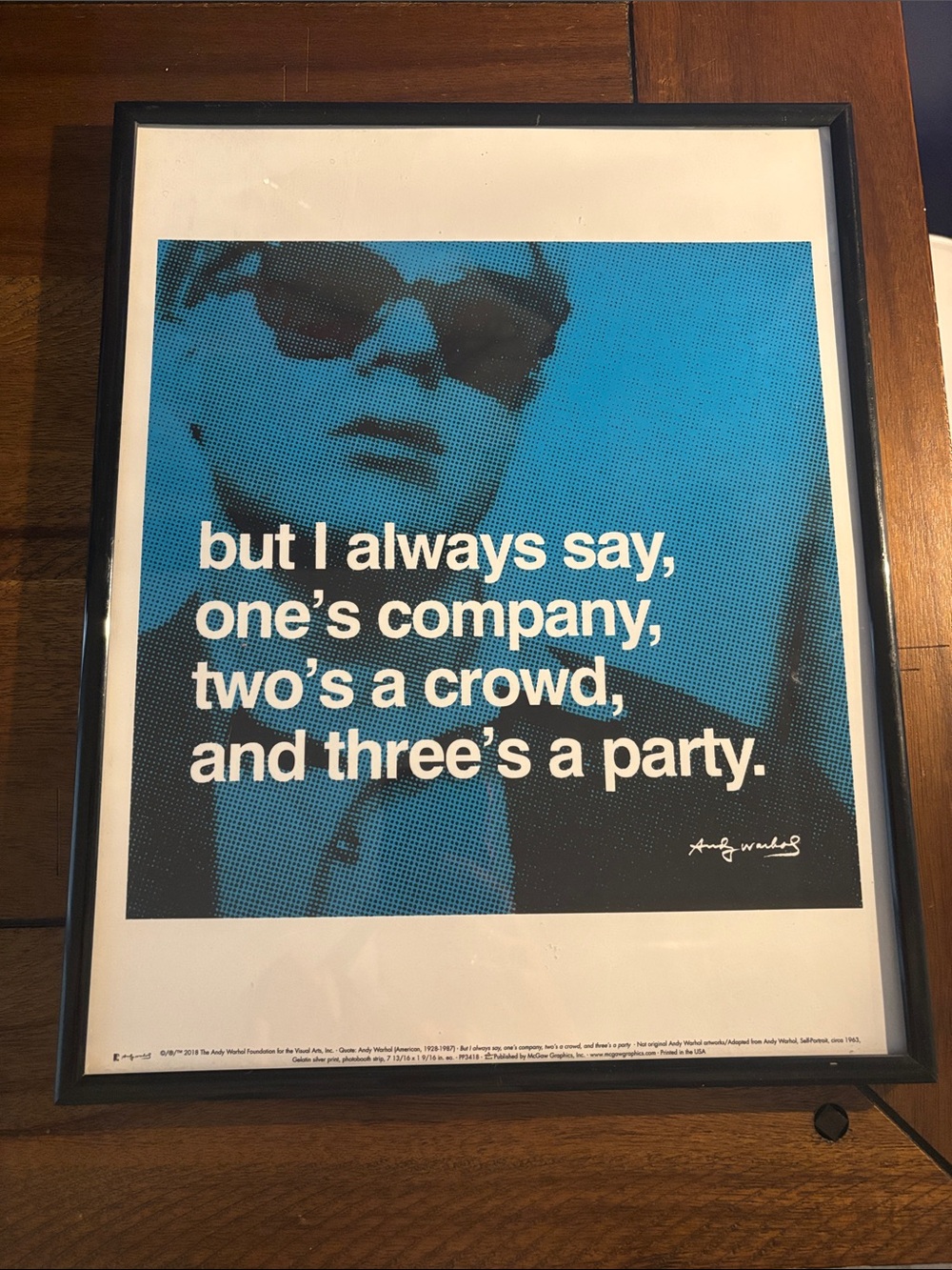 Andy Warhol Blue Typographic Wall Art Print with Quote